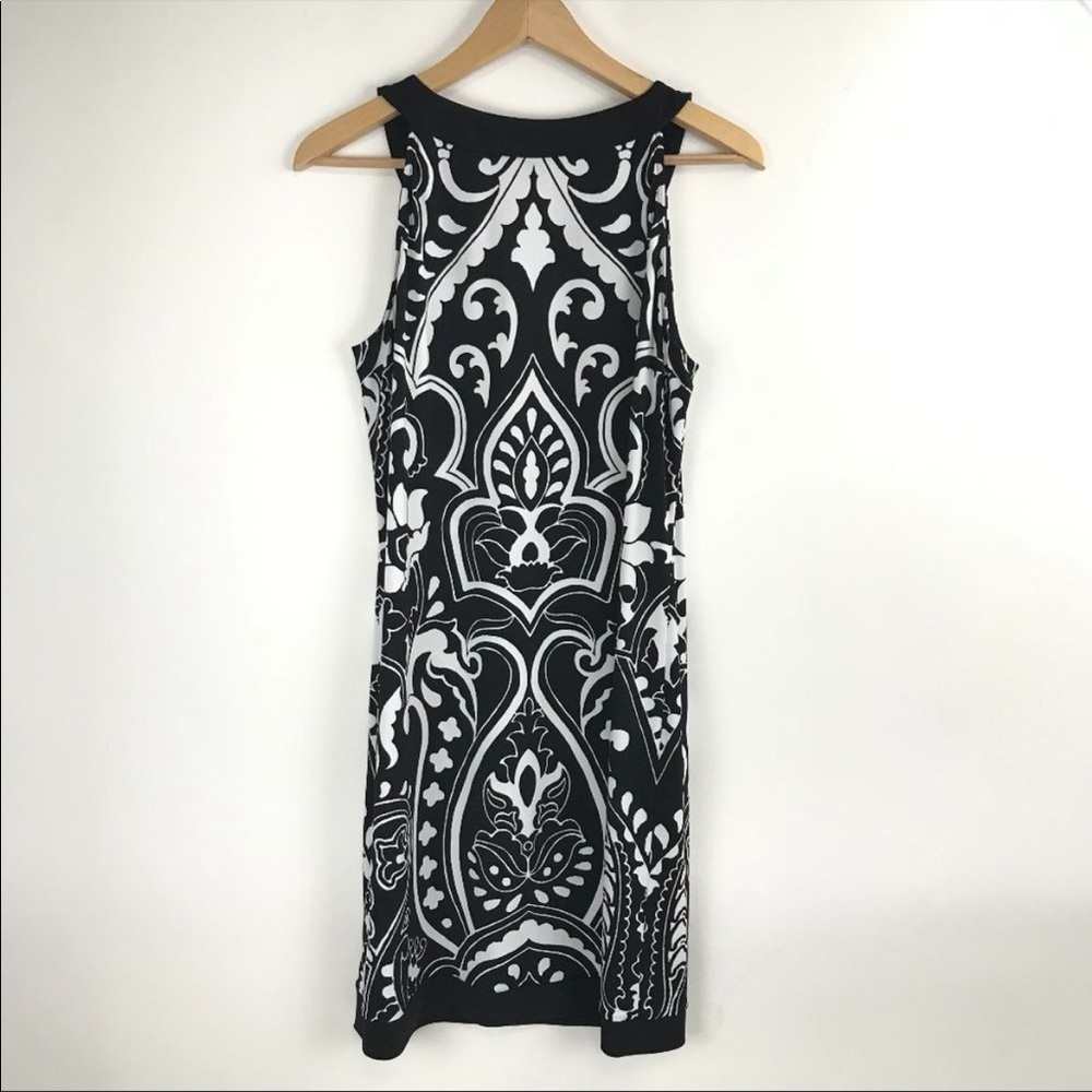 WHBM V-Neck Black/White Print Dress Sz S EUC - Picture 2 of 4